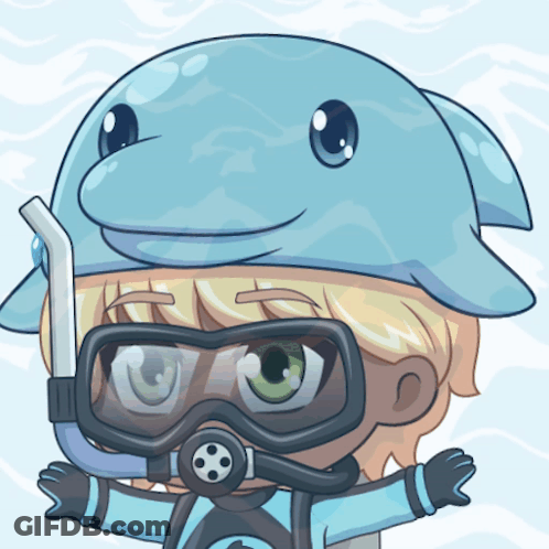 A Cartoon Of A Boy Wearing A Dolphin Hat GIF