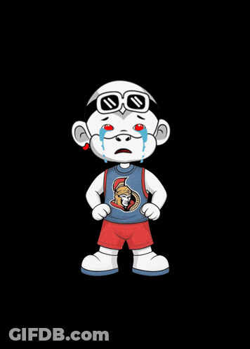 A Cartoon Of A Boy Wearing A Shirt That Says ' Ottawa Senators ' On It GIF