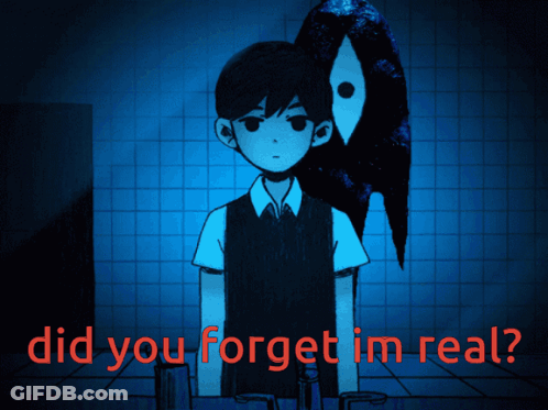 A Cartoon Of A Boy With A Bird Behind Him And The Words " Did You Forget I 'M Real " GIF