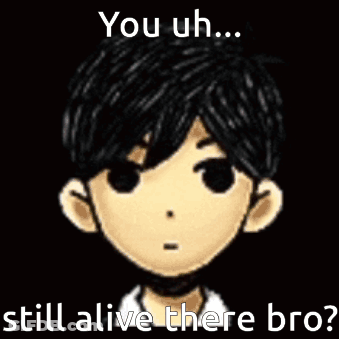 A Cartoon Of A Boy With A Choker On His Neck And The Words `` You Uh ... Still Alive There Bro '' . GIF