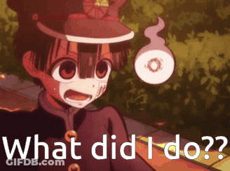 A Cartoon Of A Boy With A Ghost And The Words " What Did I Do " GIF