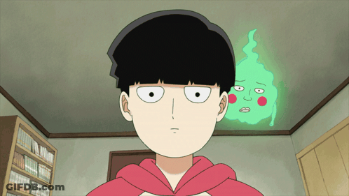 A Cartoon Of A Boy With A Ghost In The Background GIF