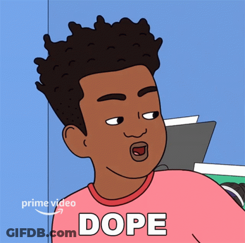 A Cartoon Of A Boy With A Pink Shirt That Says Dope On It GIF