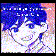 A Cartoon Of A Boy With Blue Hair And The Words `` I Love Annoying You All With Omori GIFs '' GIF
