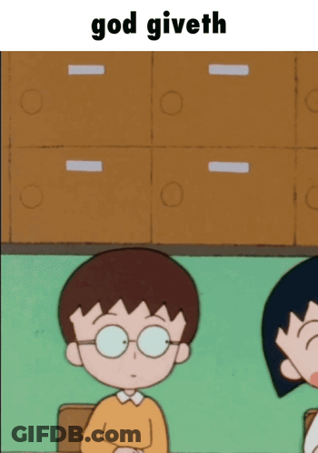 A Cartoon Of A Boy With Glasses And The Words God Giveth GIF