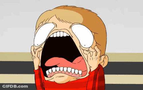 A Cartoon Of A Boy With His Mouth Wide Open And His Tongue Sticking Out GIF