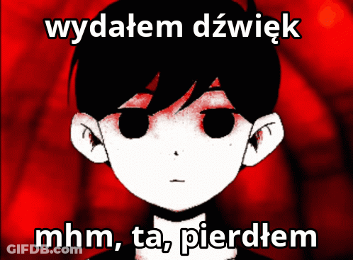 A Cartoon Of A Boy With Red Eyes And The Words Wydatem Dzwiek GIF