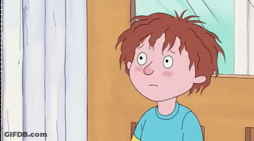 A Cartoon Of A Boy With Red Hair Making A Sad Face GIF