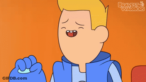 A Cartoon Of A Boy With The Words Bravest Warriors Behind Him GIF