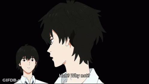 A Cartoon Of A Boy With The Words Huh Why Not GIF