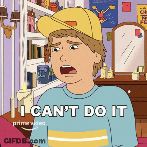 A Cartoon Of A Boy With The Words I Can 'T Do It GIF