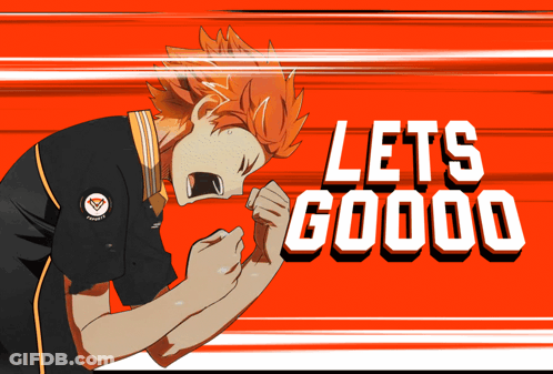 A Cartoon Of A Boy With The Words Let 'S Goooo On The Bottom GIF
