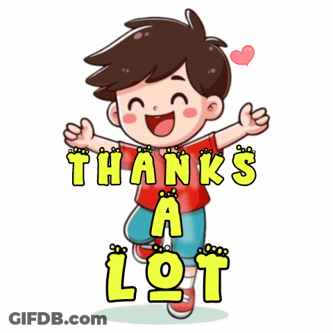 A Cartoon Of A Boy With The Words Thanks A Lot Above Him GIF