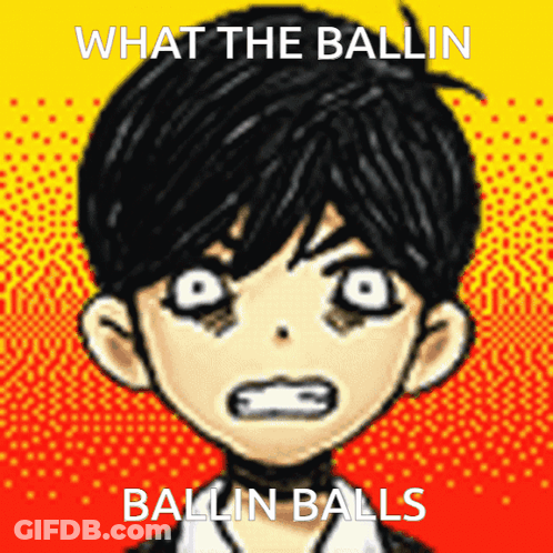 A Cartoon Of A Boy With The Words " What The Ballin Ballin Balls " GIF