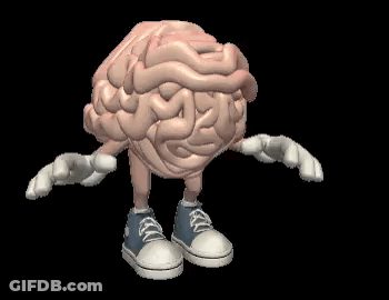 A Cartoon Of A Brain With Arms And Legs GIF