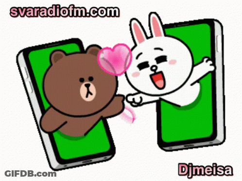 A Cartoon Of A Brown Bear And A White Rabbit With The Website Svradiofm.com In The Background GIF