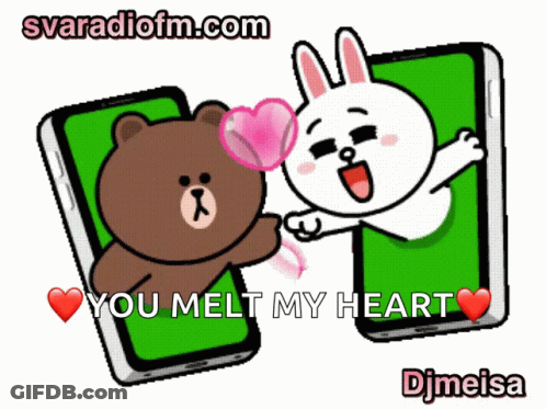 A Cartoon Of A Brown Bear And A White Rabbit With The Words You Melt My Heart GIF