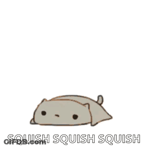 A Cartoon Of A Brown Cat Holding A White Cat With The Words Squish Squish Squish Below It GIF
