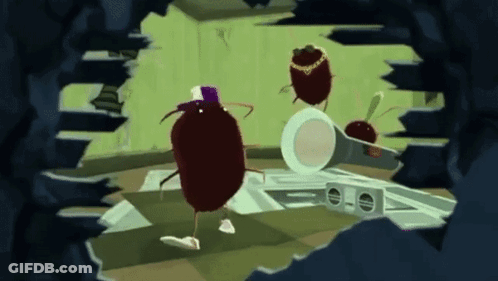 A Cartoon Of A Bug Wearing A Hat And A Necklace GIF