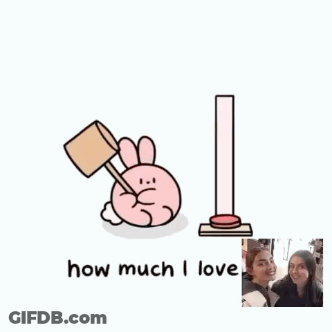 A Cartoon Of A Bunny Holding A Hammer With The Words " How Much I Love " Below It GIF