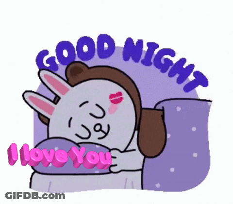A Cartoon Of A Bunny Saying Good Night And Love You GIF