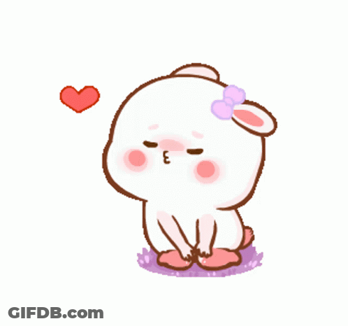 Cartoon Bunny With Bow And Heart GIF