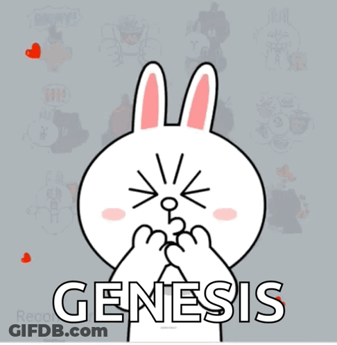 A Cartoon Of A Bunny With The Word Genesis Written On It GIF