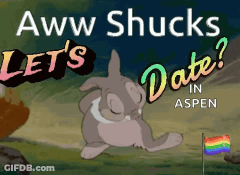 A Cartoon Of A Bunny With The Words " Aww Shucks Let 'S Date " GIF