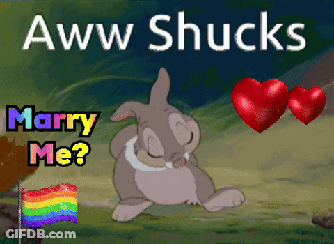 A Cartoon Of A Bunny With The Words Marry Me GIF