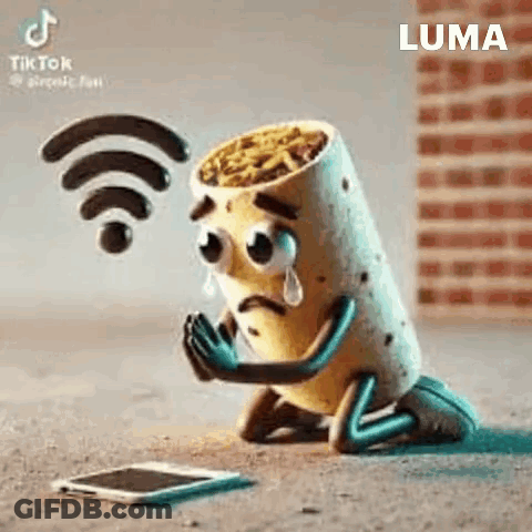 A Cartoon Of A Burrito Kneeling Down Next To A Cell Phone With A Wifi Signal Coming Out Of It . GIF