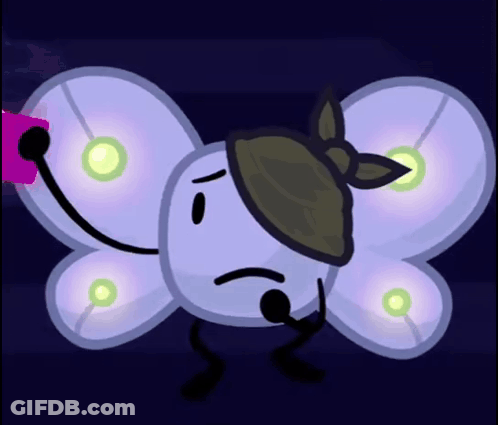 A Cartoon Of A Butterfly With A Sad Face GIF