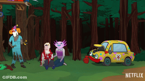 A Cartoon Of A Car With A Tooth On It Is Sponsored By Netflix GIF