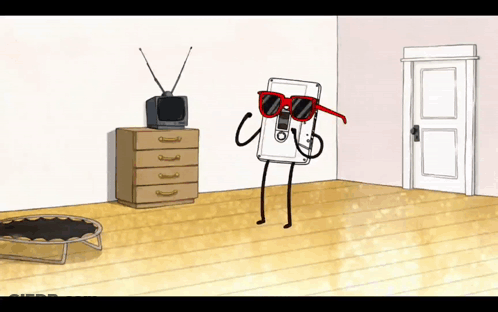 A Cartoon Of A Cassette Tape With Sunglasses On GIF