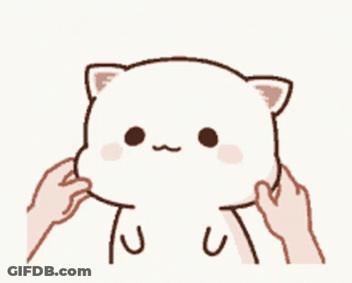 A Cartoon Of A Cat Being Petted By A Person 'S Hands . GIF