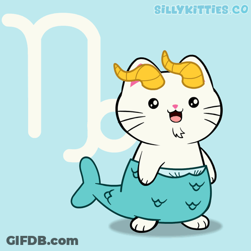 A Cartoon Of A Cat Dressed As A Mermaid With The Letter N In The Background GIF