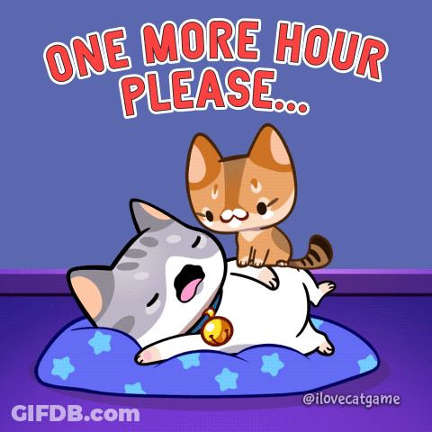 A Cartoon Of A Cat Giving Another Cat A Massage And The Words One More Hour Please GIF