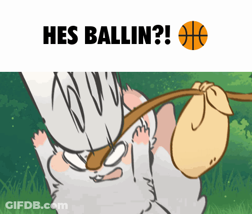 A Cartoon Of A Cat Holding A Bag With The Words Hes Ballin GIF