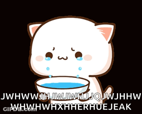 A Cartoon Of A Cat Holding A Bowl Of Water GIF