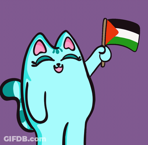 A Cartoon Of A Cat Holding A Flag With A Red White And Green Stripe GIF