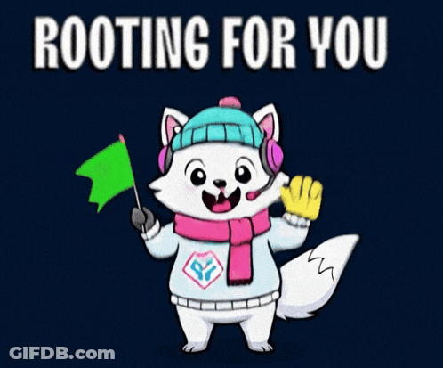 Cat Holding Green Flag Saying Rooting For You GIF
