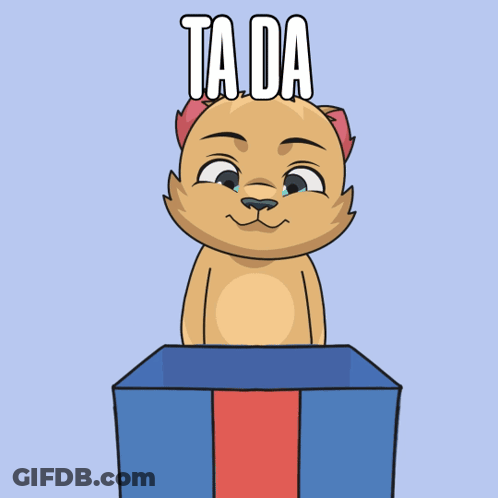 A Cartoon Of A Cat Holding A Heart That Says Ta Da Everything Is Gonna Be Okay GIF