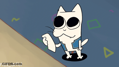 A Cartoon Of A Cat Holding A Piece Of Paper With The Name Ncs_artist On The Bottom GIF