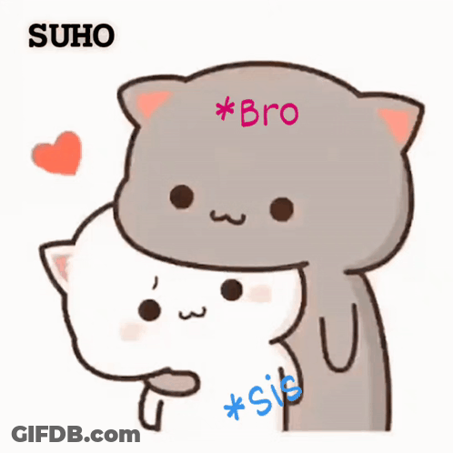 A Cartoon Of A Cat Hugging Another Cat With The Words Bro Written On It GIF