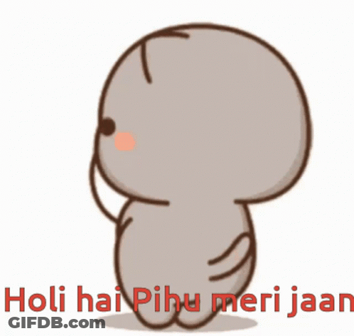 A Cartoon Of A Cat Hugging Another Cat With The Words Holi Hai Pihu Meri Jaan GIF