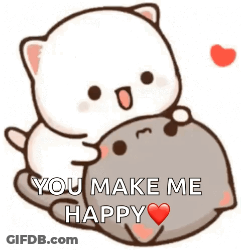 Cat Hugging Another With You Make Me Happy GIF