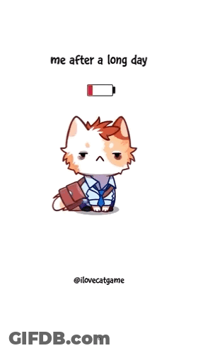 A Cartoon Of A Cat In A Suit And Tie With The Words Me After A Long Day On The Bottom GIF