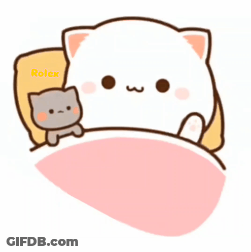A Cartoon Of A Cat Laying On A Bed With A Rolex Logo On The Bottom GIF