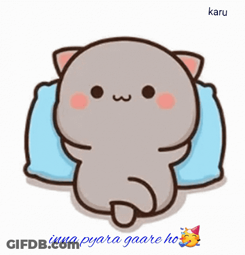 A Cartoon Of A Cat Laying On A Blue Pillow With The Words " Inna Pyara Gaare Ho " Below It GIF