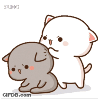 A Cartoon Of A Cat Petting Another Cat With The Word Suho On The Bottom GIF