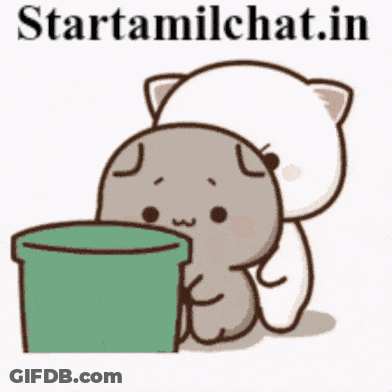 A Cartoon Of A Cat Putting Something In A Trash Can GIF